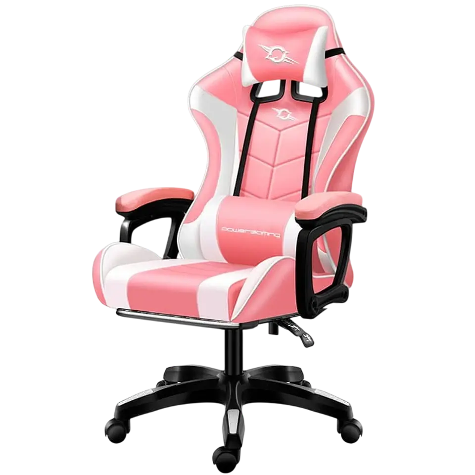 Silla Gaming PowerGaming Blanco Rosa 1