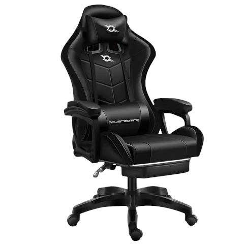Silla Gaming PowerGaming Con Altavoz Bluetooth y Masaje + Reposapiés Negro