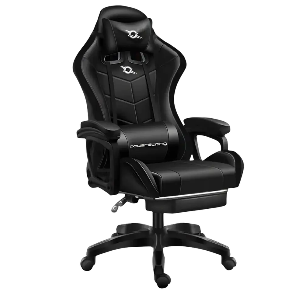 Silla Gaming PowerGaming Con Altavoz Bluetooth y Masaje + Reposapiés Negro 1