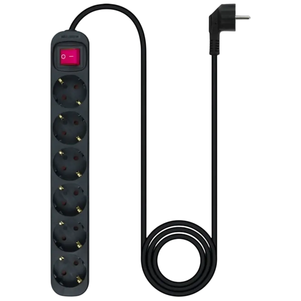 Regleta de 6 tomas Nanocable con Interruptor 1.4m Negro 1