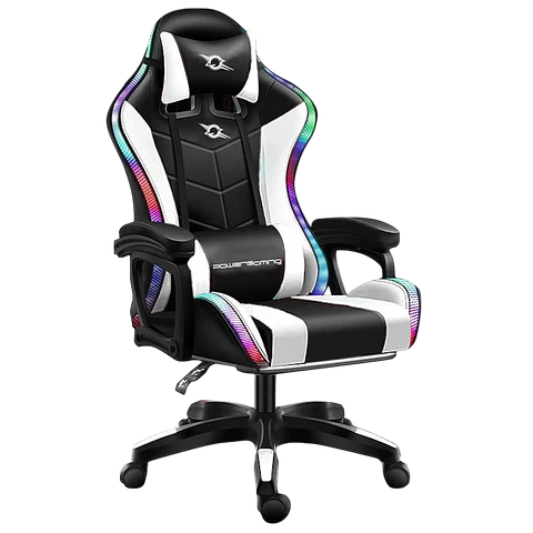 Silla Gaming PowerGaming LED RGB Blanco/Negro