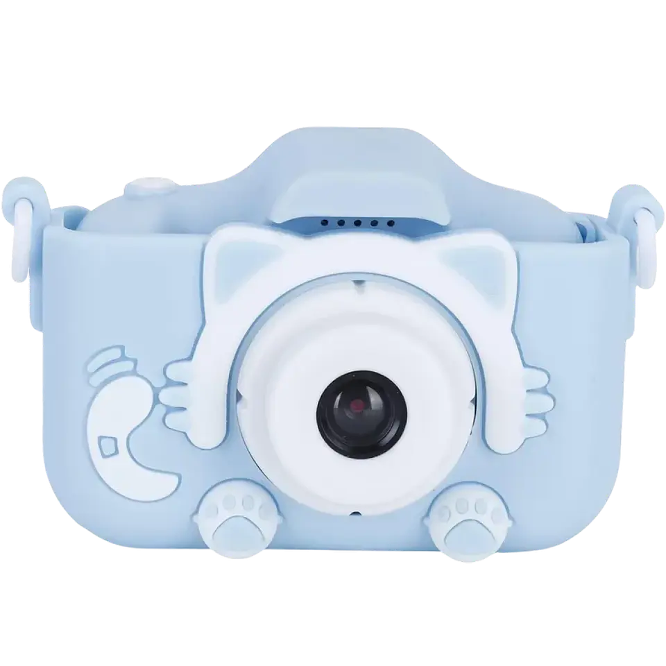 Cámara Digital Para Niños K1C Versión Mejorada 600mAh Funda Gato Azul 1