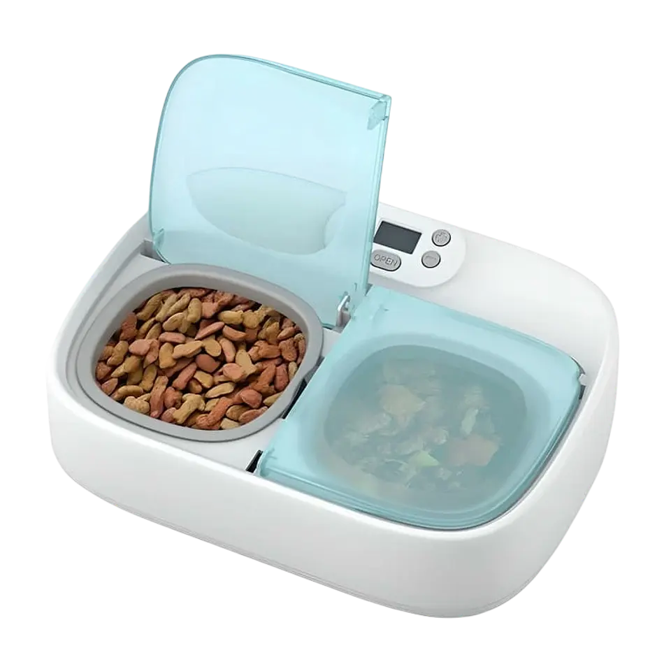Petoneer Two-Meal Feeder - Comedero Inteligente Para Mascotas - Programable con APP - Ideal para separar comida Seca de Comida Húmeda 1