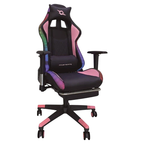 Silla PowerGaming LED RGB V2 Rosa con Reposapiés