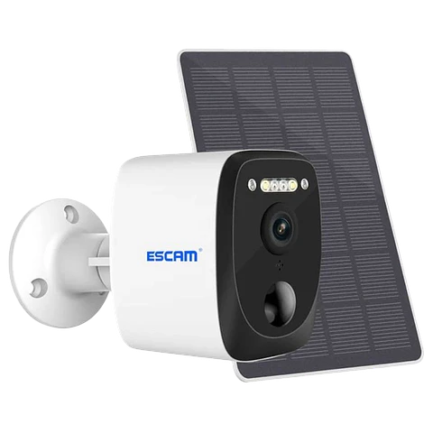 Cámara de seguridad IP Escam QF370 3MP Visión Nocturna a Color WiFi Panel Solar Blanco