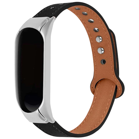 Correa Xiaomi Mi Smart Band 6 / Mi Band 5 / Amazfit Band 5 Cuero Clip Negro