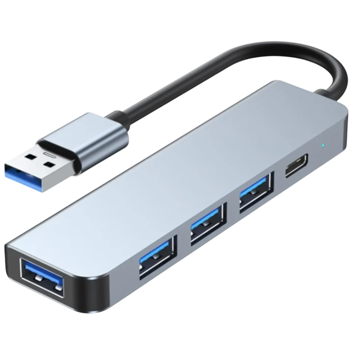 Hub USB BYL-2301U 5 en 1 USB Tipo C+USB 3.0 Plata 1