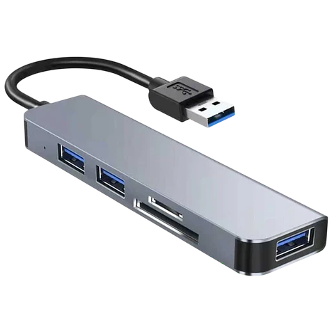 Hub USB BYL-2103U 5 en 1 USB/USB 3.0+2.0+Tarjeta SD+microSD Plata