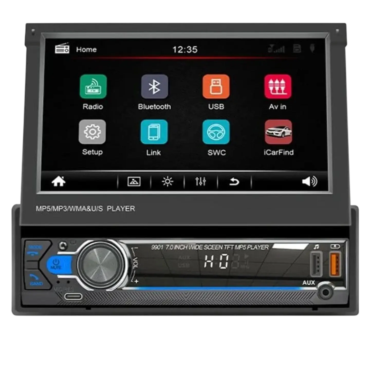 SWM 9901C-S 7 pulgadas Bluetooth/Mirror Link/Carplay/USB Negro 1 DIN 1