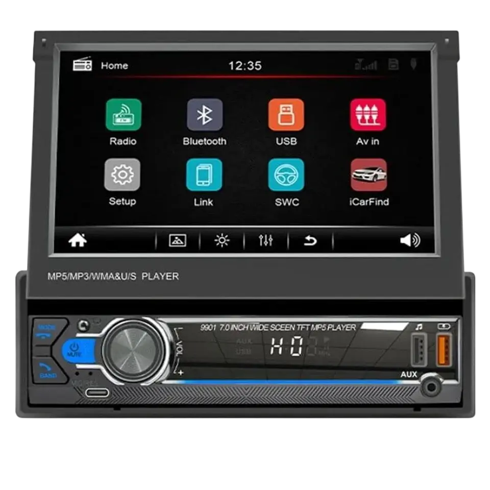 SWM 9901C-S 7 pulgadas Bluetooth/Mirror Link/Carplay/USB Negro 1 DIN 1