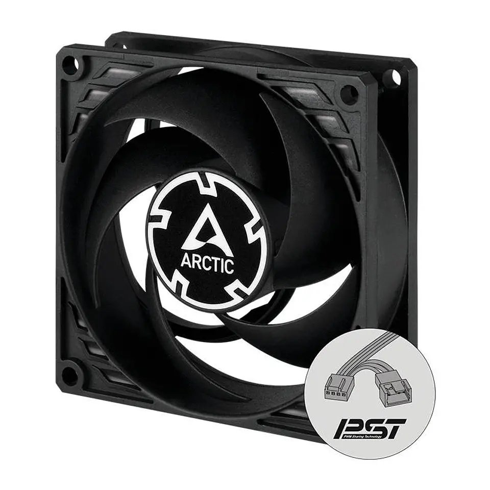 Ventoinha 80mm Arctic P8 PWM PST 3000RPM 4 Pinos PWM Preta (Single Fan) 1