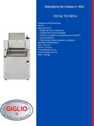 Sobadora de masas S-400