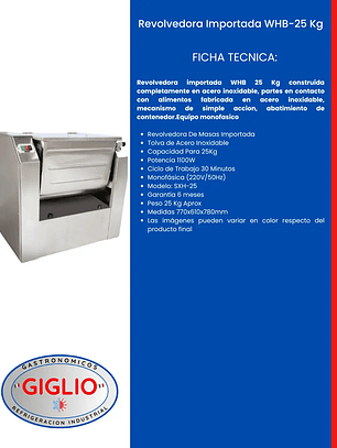 Revolvedora Importada WHB-25 Kg