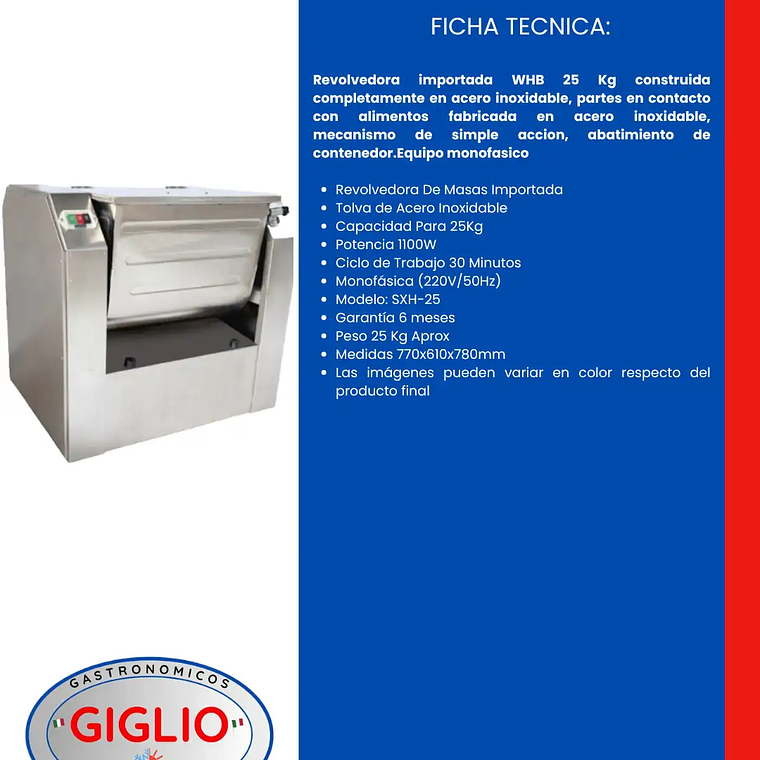 Revolvedora Importada WHB-25 Kg 2