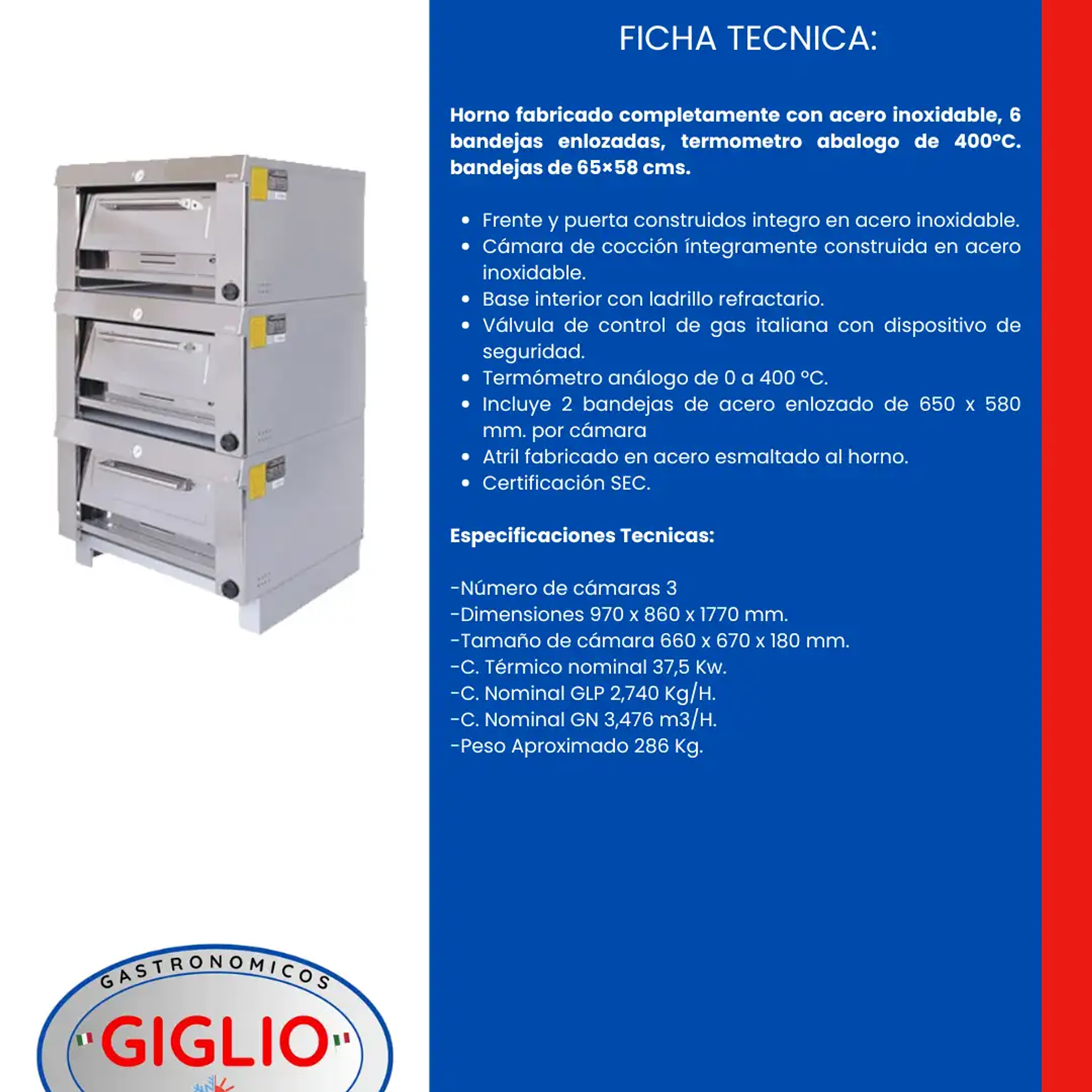 Horno 3 camaras 65 × 58 cm 2