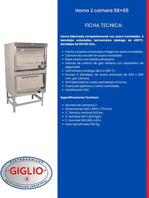 Horno 2 camara 58×65