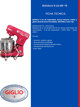 Batidora 4 Lts MK-16