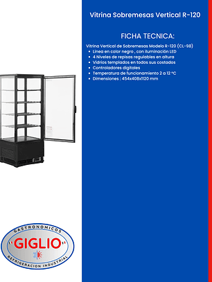 Vitrina Sobremesas Vertical R-120