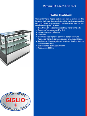Vitrina HK Recta 1.50 mts