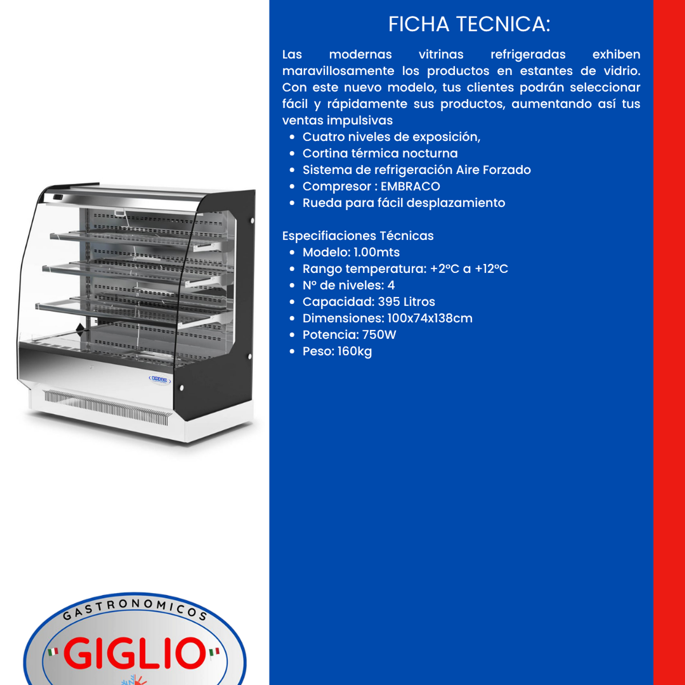 Vitrina HK Autoservicio 1.00mts 2