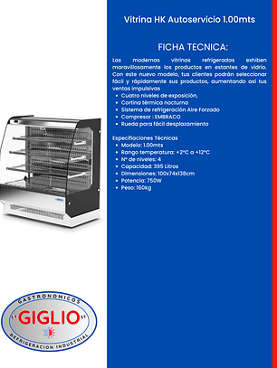 Vitrina HK Autoservicio 1.00mts