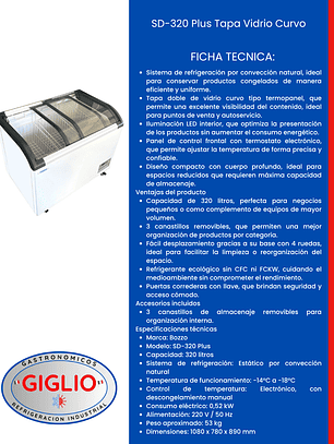 SD-320 Plus Tapa Vidrio Curvo