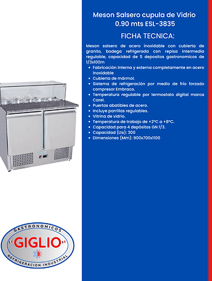 Meson Salsero cupula de Vidrio 0.90 mts