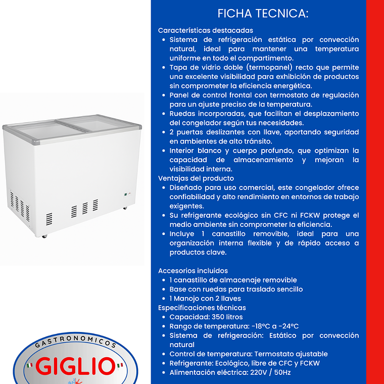 Congelador SD-350 Lts Tapa vidrio 2