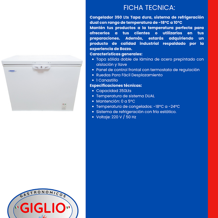 Congelador Freezer 350Lts Tapa Dura DUAL 2