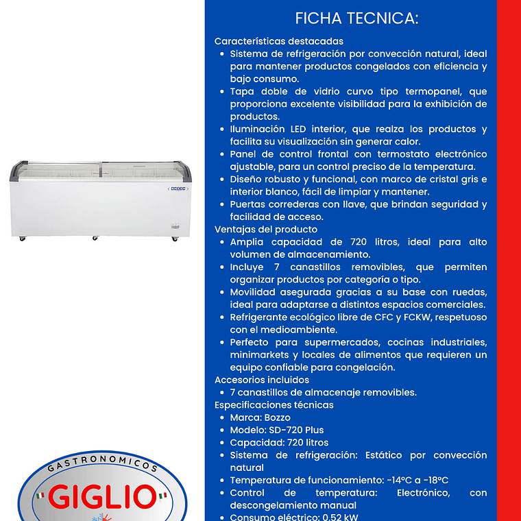 Congelador 720 litros Vidro Curvo SD-720 Plus 3