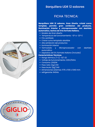 Barquillera UDR 12 sabores