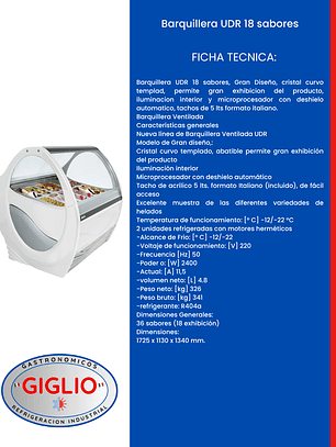 Barquillera UDR 18 sabores