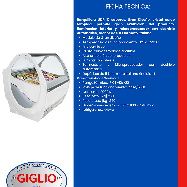 Barquillera UDR 12 sabores 2