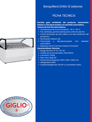 Barquillera Dritto 12 sabores