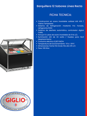 Barquillera 12 Sabores Linea Recta