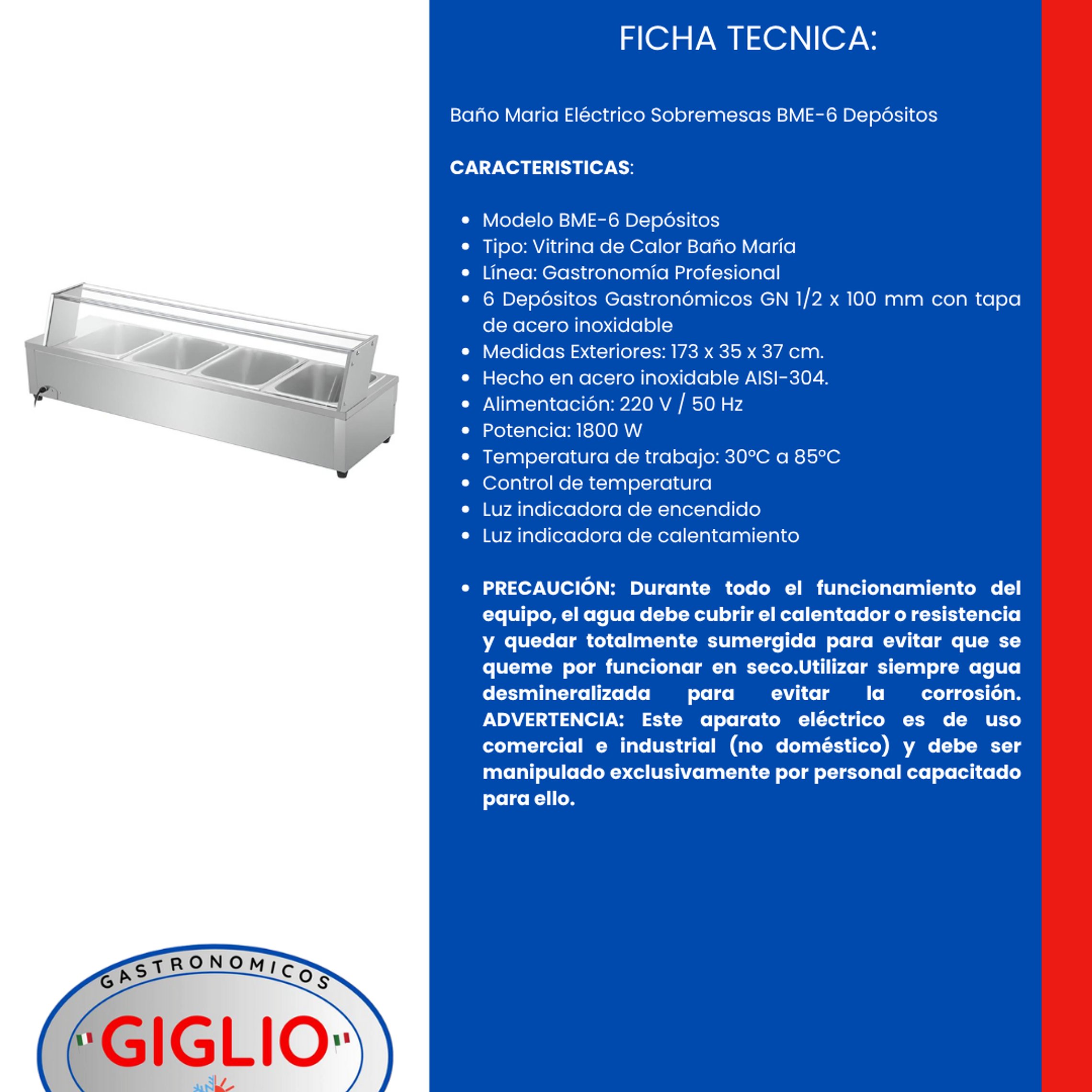 Baño Maria Eléctrico BME-6 Depósitos 2