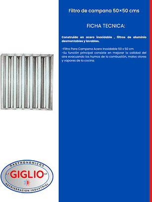 Filtro de campana 50×50 cms