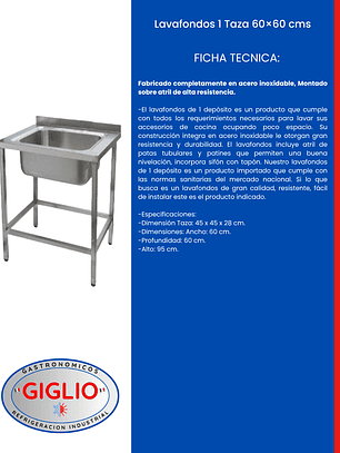 Lavafondos 1 Taza 60×60 cms