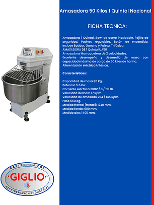 Amasadora 50 Kilos 1 Quintal Nacional