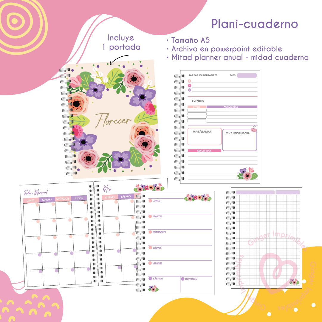 Digital Planicuaderno  flores 2024 1
