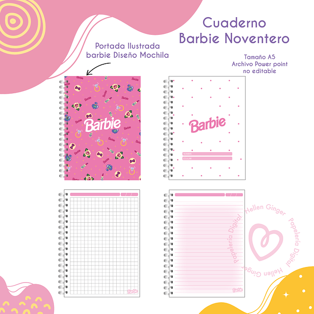 Imprimible Cuaderno Barbie Noventero