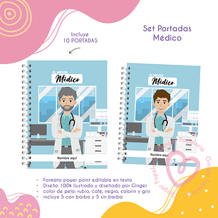 Imprimibles Set portadas Médico