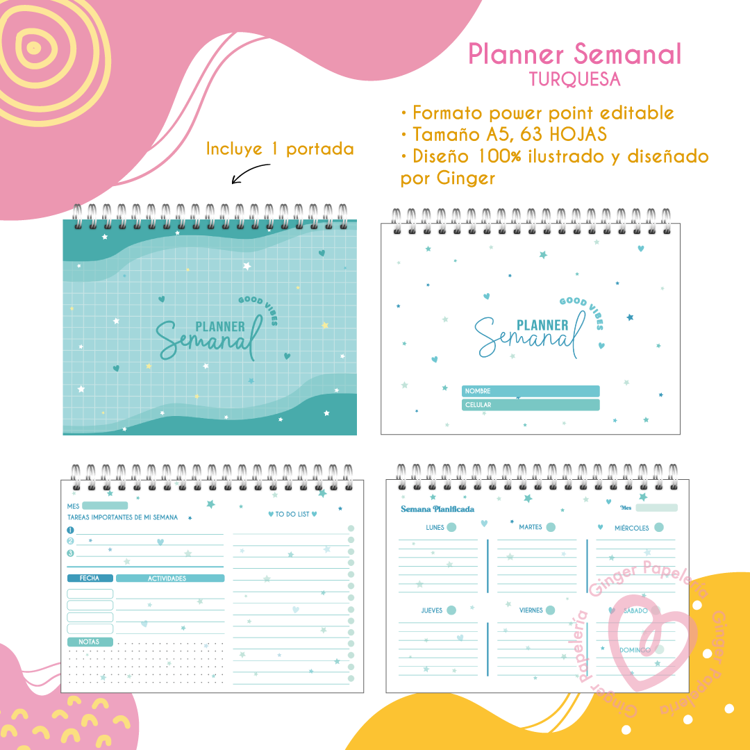 Digital Planner semanal Turquesa 2024 1