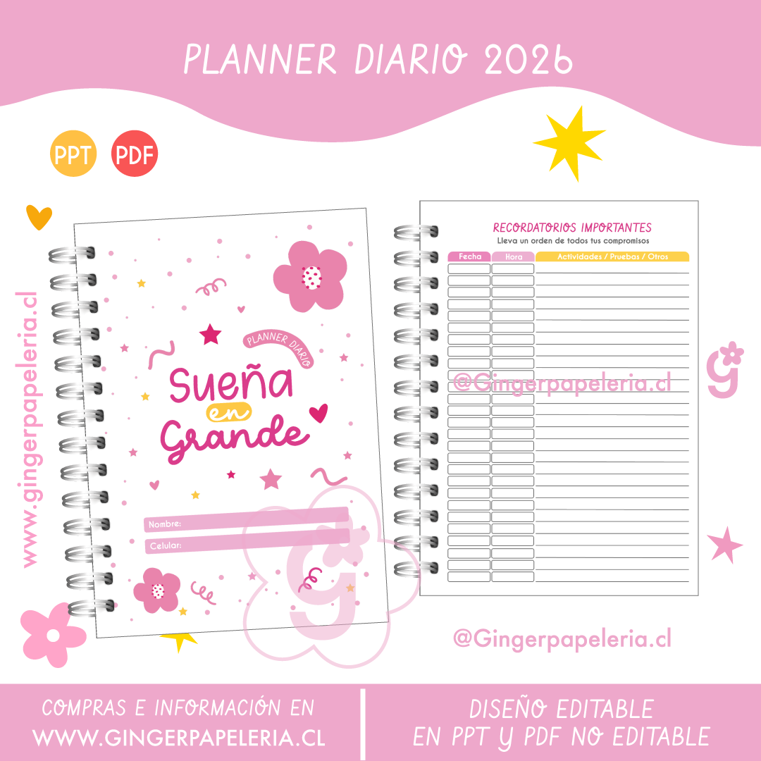 Digital Planner Diario pink 2026 2