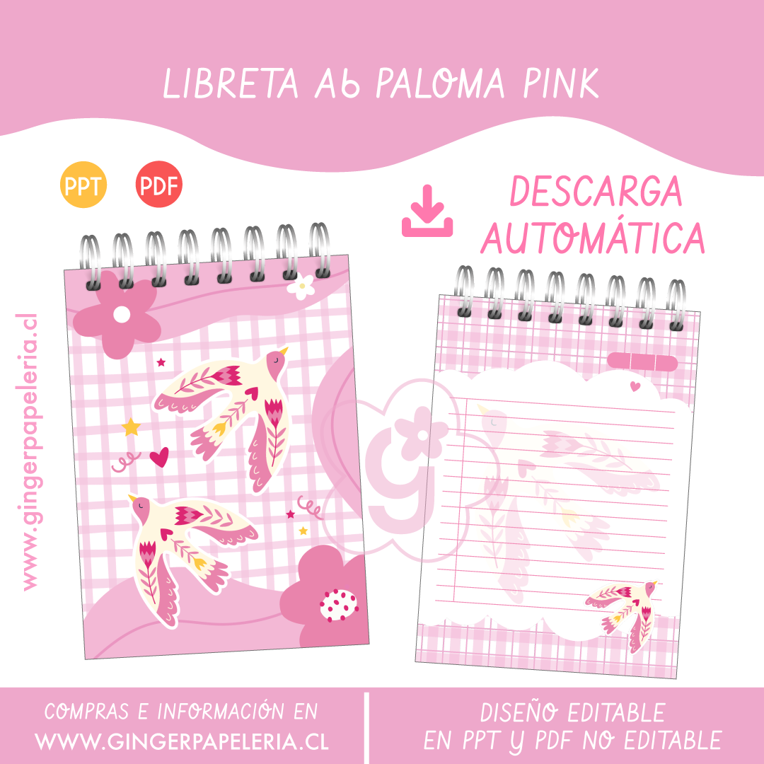 Digital Libreta A6 Paloma Pink  1