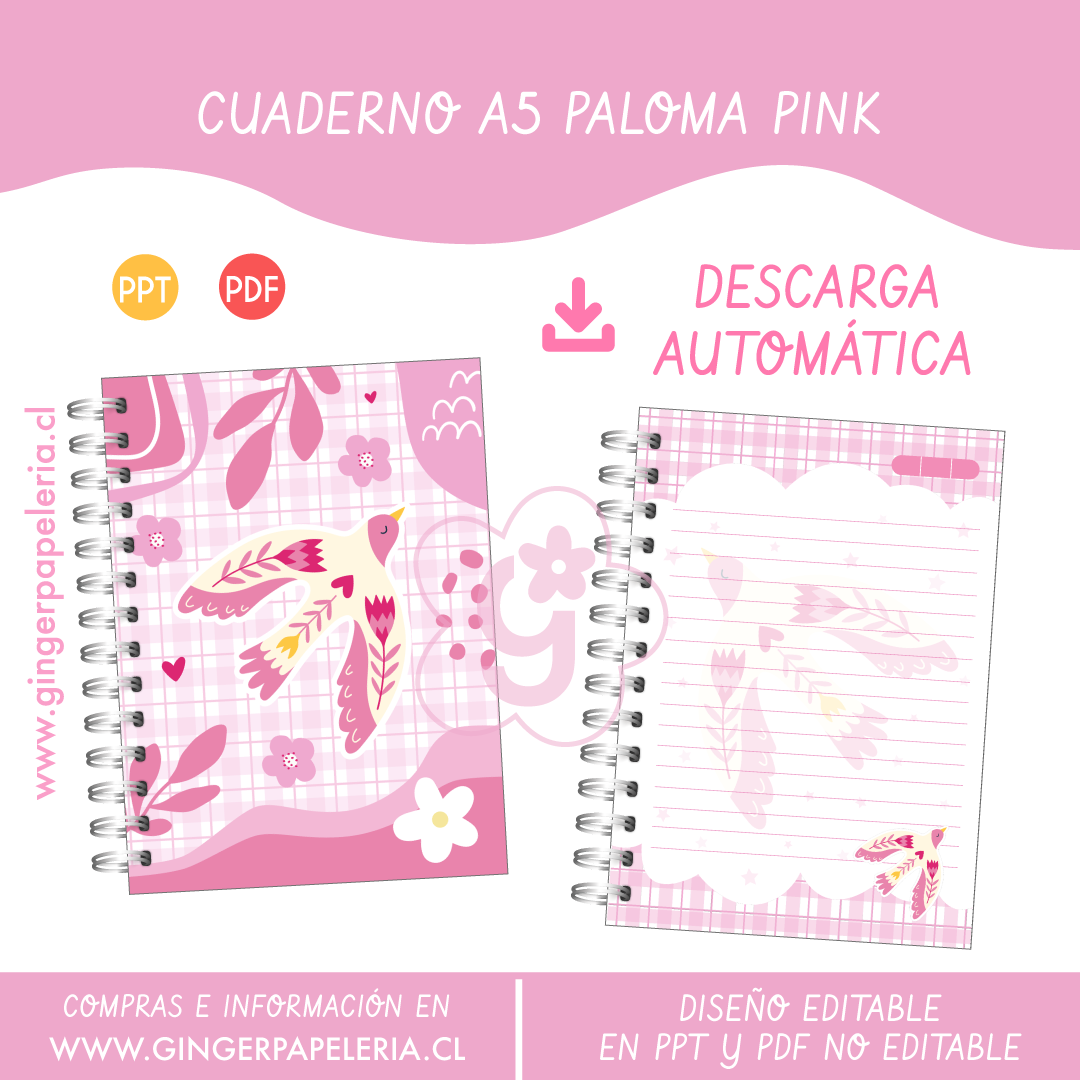 Digital Cuaderno A5 Paloma Pink 1