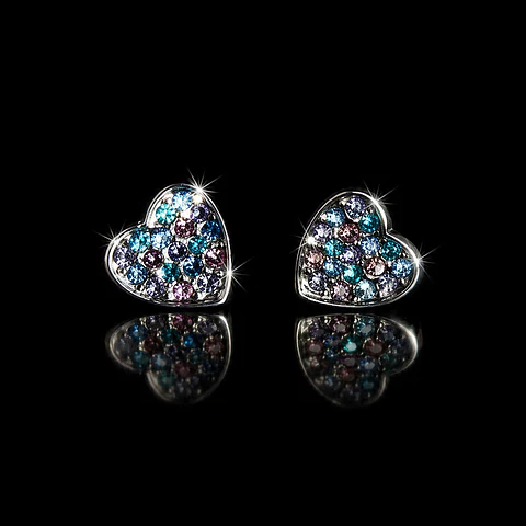 Corazones acero quirúrgico+ brillos de colores