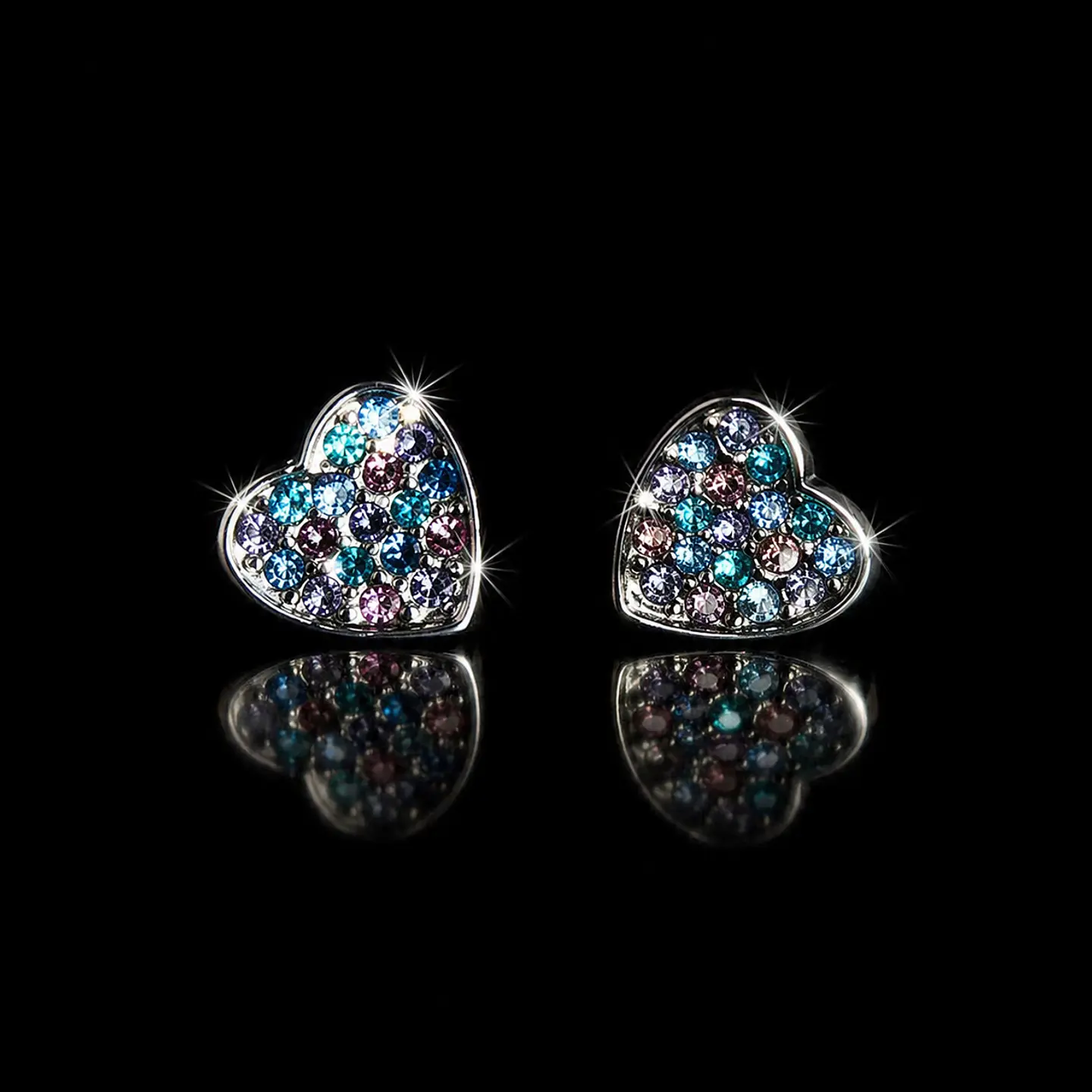 Corazones acero quirúrgico+ brillos de colores 1