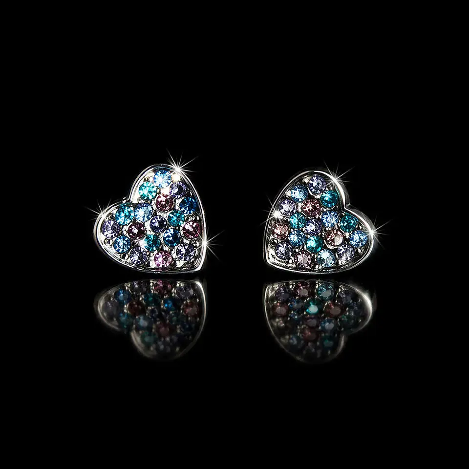 Corazones acero quirúrgico+ brillos de colores 1
