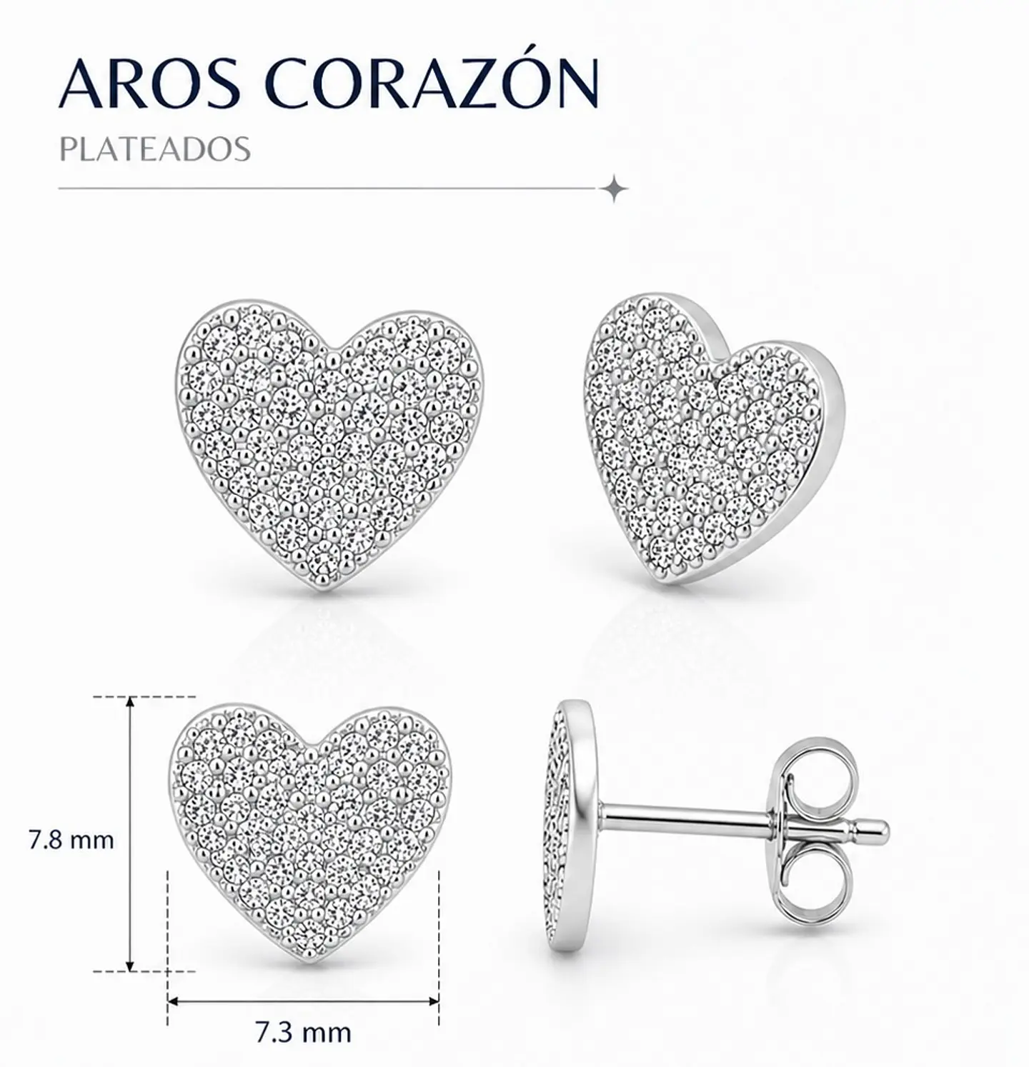 Aros corazón brillo premium 2